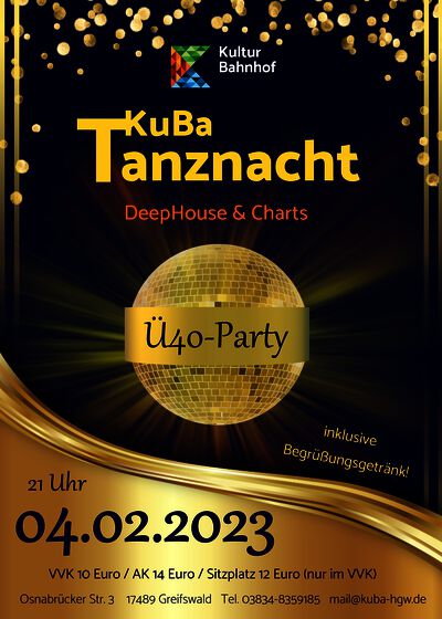 KuBa Tanznacht Ü40 - DeepHouse & Charts ab 21 Uhr