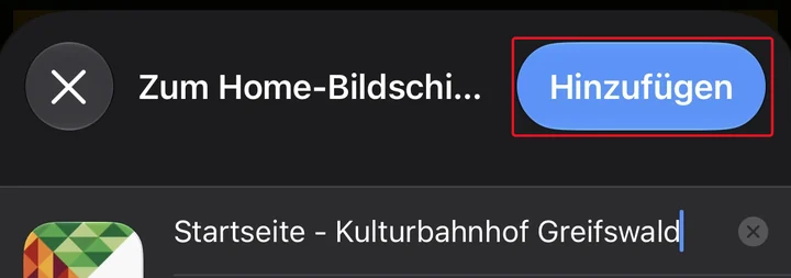 KuBa zum Home-Bildschirm hinzufügen