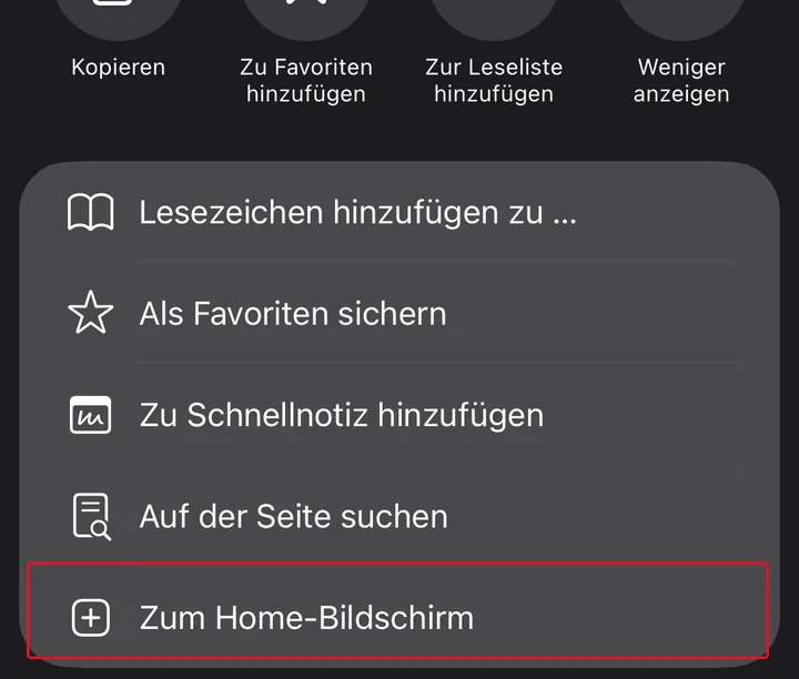 Zum Home-Bildschirm hinzufügen